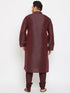 Vastramay Men's Plus Size Wine Silk Blend Kurta Pyjama Set